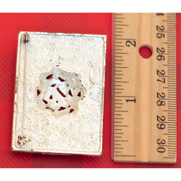 Vintage Unique Green & Red Flag Floral Ribbon Brooch by Danecraft - O25 - Picture 2 of 2